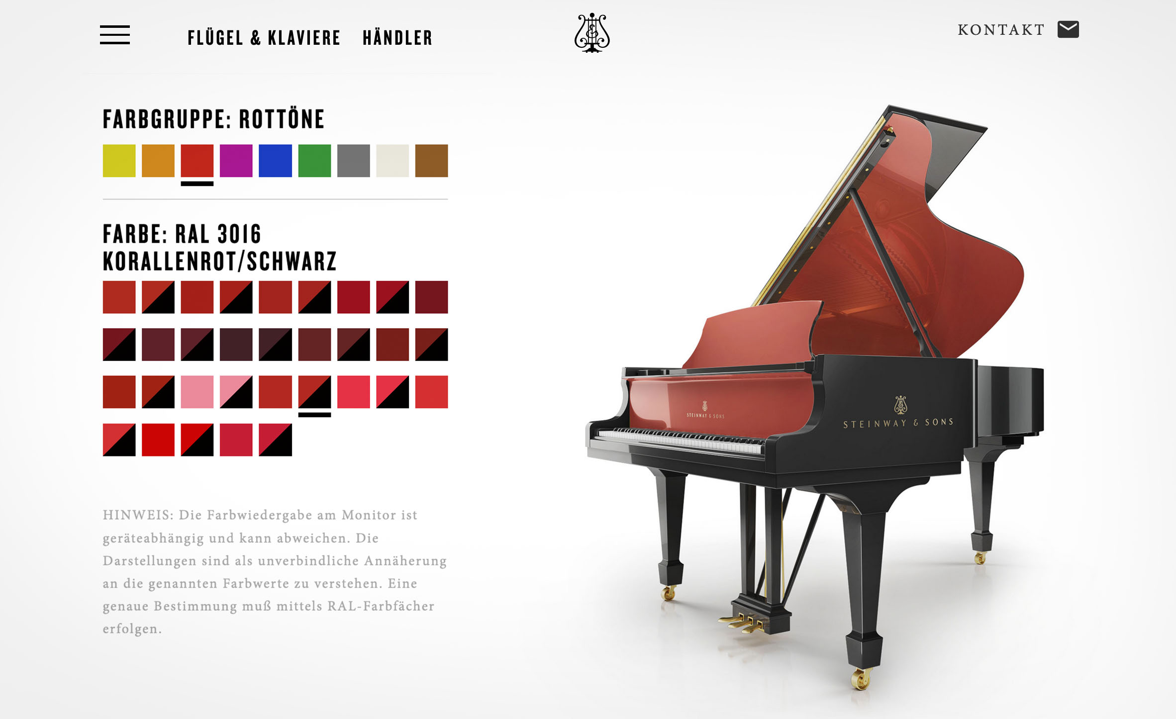Steinway Furnier Konfigurator