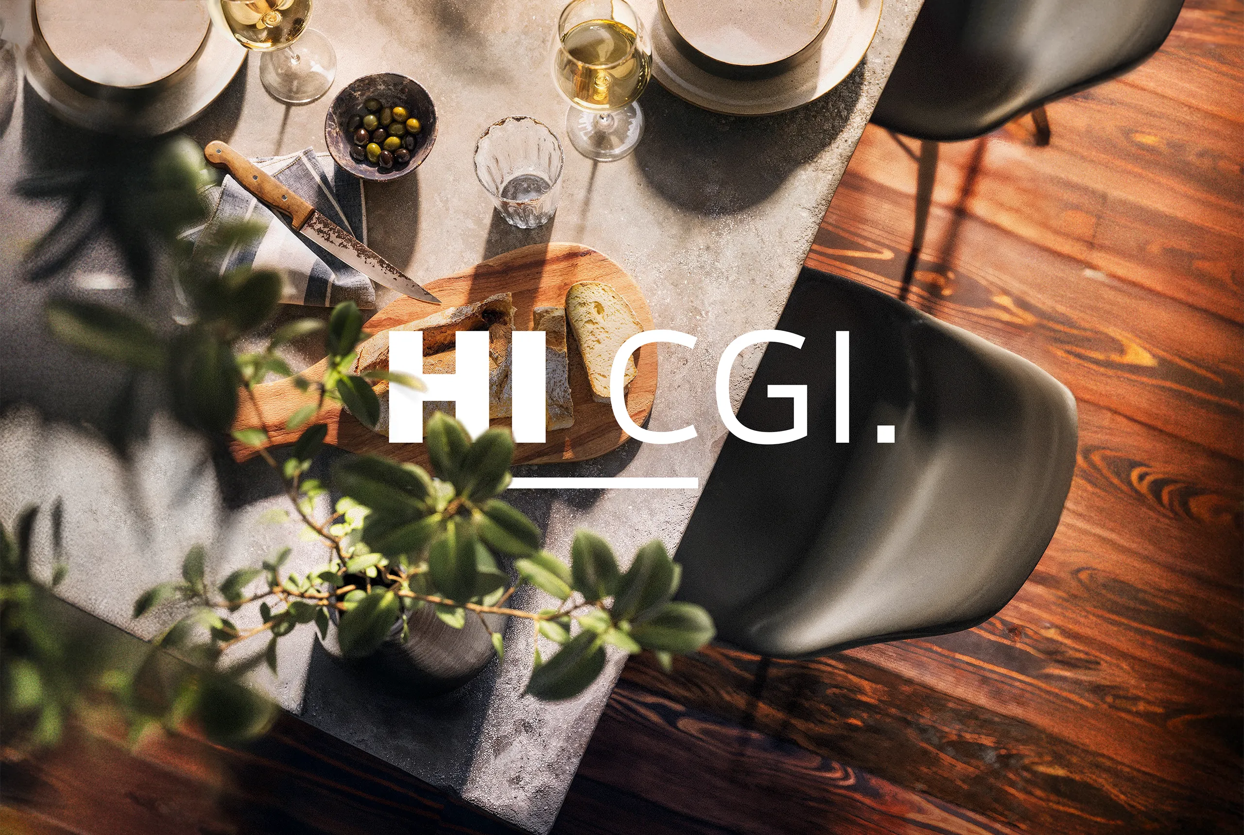 gedeckter Tisch von oben. Fotorealistisch visualisiert von dreidesign GmbH