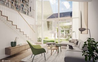3D Visualisierung Wohnzimmer, Maisonettewohnung, Egentumswohnung